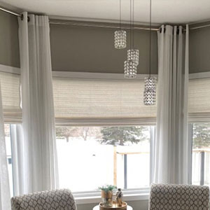 Living room drapes and blinds